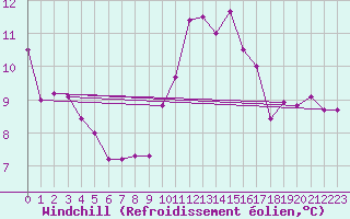 Courbe du refroidissement olien pour Ile d