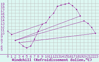 Courbe du refroidissement olien pour Chinchilla