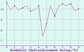 Courbe du refroidissement olien pour Schaffen (Be)
