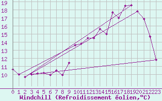 Courbe du refroidissement olien pour Albi (81)