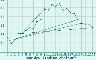 Courbe de l'humidex pour Roches Point