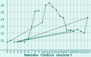 Courbe de l'humidex pour Monte Scuro