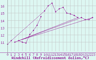 Courbe du refroidissement olien pour Toroe