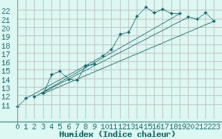 Courbe de l'humidex pour Rhyl