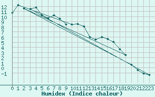 Courbe de l'humidex pour Deutschneudorf-Brued