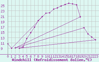 Courbe du refroidissement olien pour Bamberg