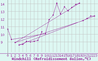 Courbe du refroidissement olien pour Albi (81)
