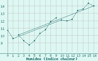 Courbe de l'humidex pour Rodkallen