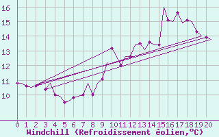 Courbe du refroidissement olien pour Niederstetten