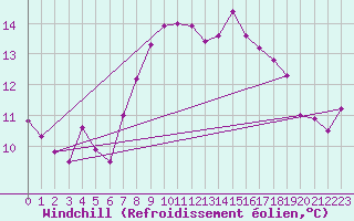 Courbe du refroidissement olien pour Thomastown