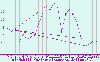 Courbe du refroidissement olien pour Klippeneck