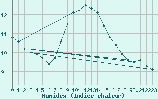 Courbe de l'humidex pour Salla kk