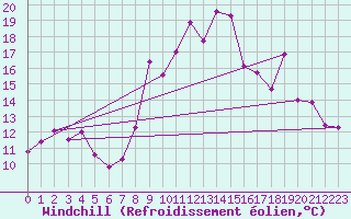 Courbe du refroidissement olien pour Le Horps (53)