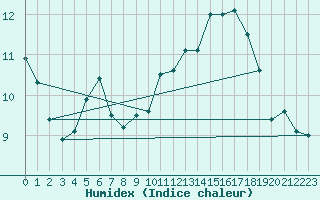 Courbe de l'humidex pour Wiesenburg