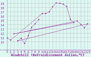 Courbe du refroidissement olien pour Michelstadt-Vielbrunn