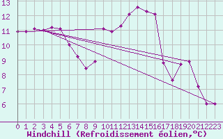 Courbe du refroidissement olien pour Cavalaire-sur-Mer (83)
