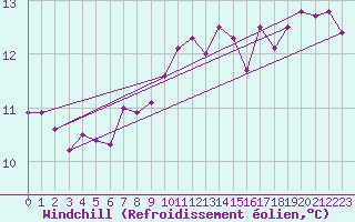 Courbe du refroidissement olien pour Cernay (86)