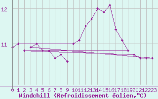 Courbe du refroidissement olien pour Pointe de Chassiron (17)