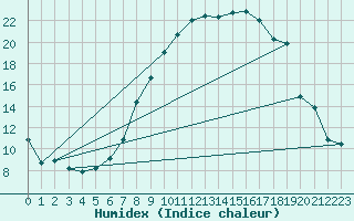 Courbe de l'humidex pour Ble - Binningen (Sw)