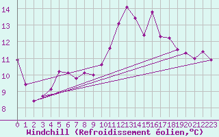 Courbe du refroidissement olien pour Saint-Mdard-d