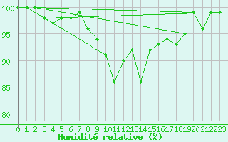 Courbe de l'humidit relative pour Kaskinen Salgrund