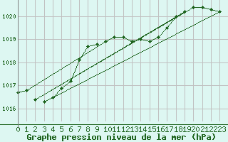 Courbe de la pression atmosphrique pour Tirgu Jiu