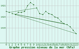 Courbe de la pression atmosphrique pour Hamra