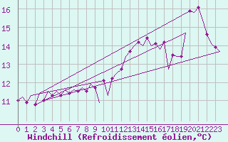 Courbe du refroidissement olien pour Platform Hoorn-a Sea