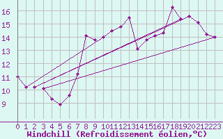 Courbe du refroidissement olien pour Le Touquet (62)