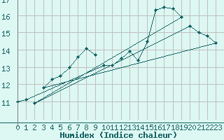 Courbe de l'humidex pour Mlawa