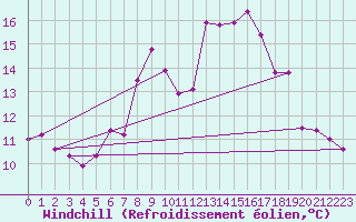 Courbe du refroidissement olien pour Viseu