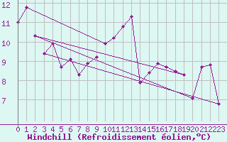 Courbe du refroidissement olien pour Wunsiedel Schonbrun
