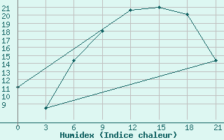 Courbe de l'humidex pour Puskinskie Gory