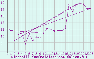 Courbe du refroidissement olien pour Machichaco Faro