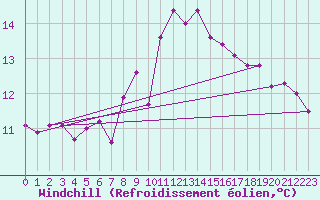Courbe du refroidissement olien pour Wiesenburg