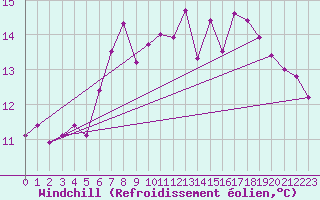 Courbe du refroidissement olien pour Virgen
