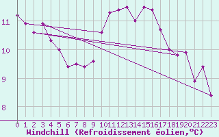 Courbe du refroidissement olien pour Zamora