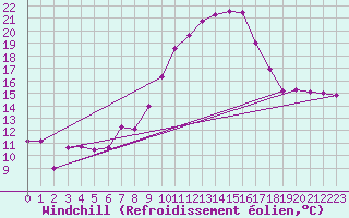 Courbe du refroidissement olien pour Michelstadt-Vielbrunn