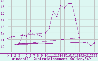 Courbe du refroidissement olien pour Mont-Rigi (Be)