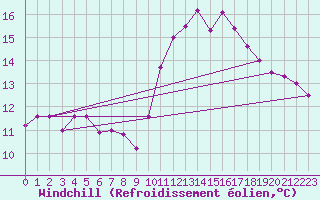 Courbe du refroidissement olien pour Pau (64)