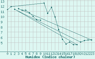 Courbe de l'humidex pour Xonrupt-Longemer (88)