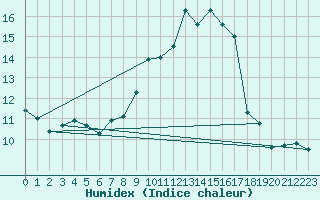 Courbe de l'humidex pour Belm