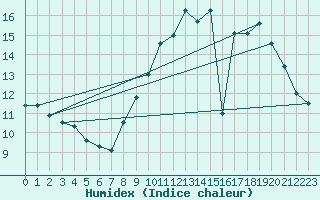 Courbe de l'humidex pour Beerse (Be)