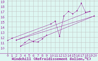 Courbe du refroidissement olien pour Niort (79)