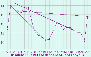 Courbe du refroidissement olien pour Stenhouse Bay