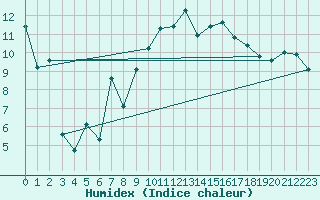 Courbe de l'humidex pour Hoernli