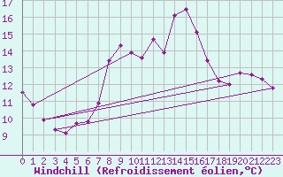 Courbe du refroidissement olien pour Leek Thorncliffe
