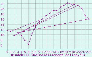 Courbe du refroidissement olien pour Munte (Be)