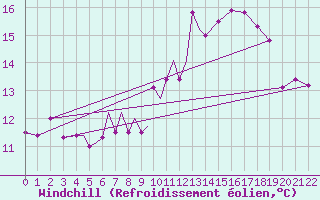 Courbe du refroidissement olien pour Diepholz