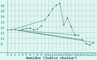 Courbe de l'humidex pour Ballyhaise, Cavan